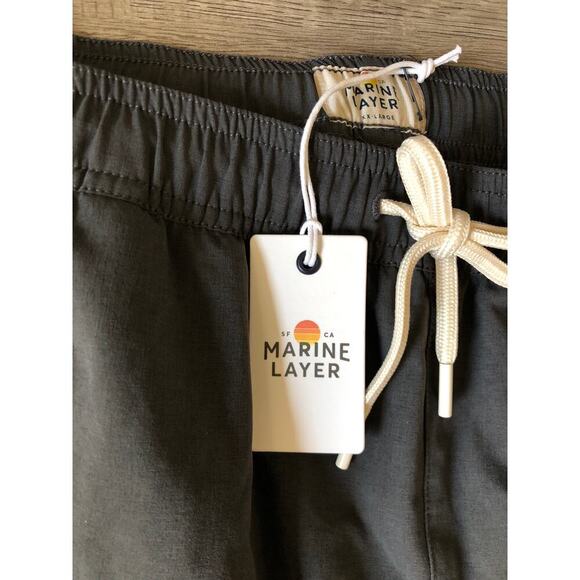 Marine Layer 5" Saturday Sport Shorts Drawstring Waist Asphalt Black NWT 2XL - Picture 4 of 7